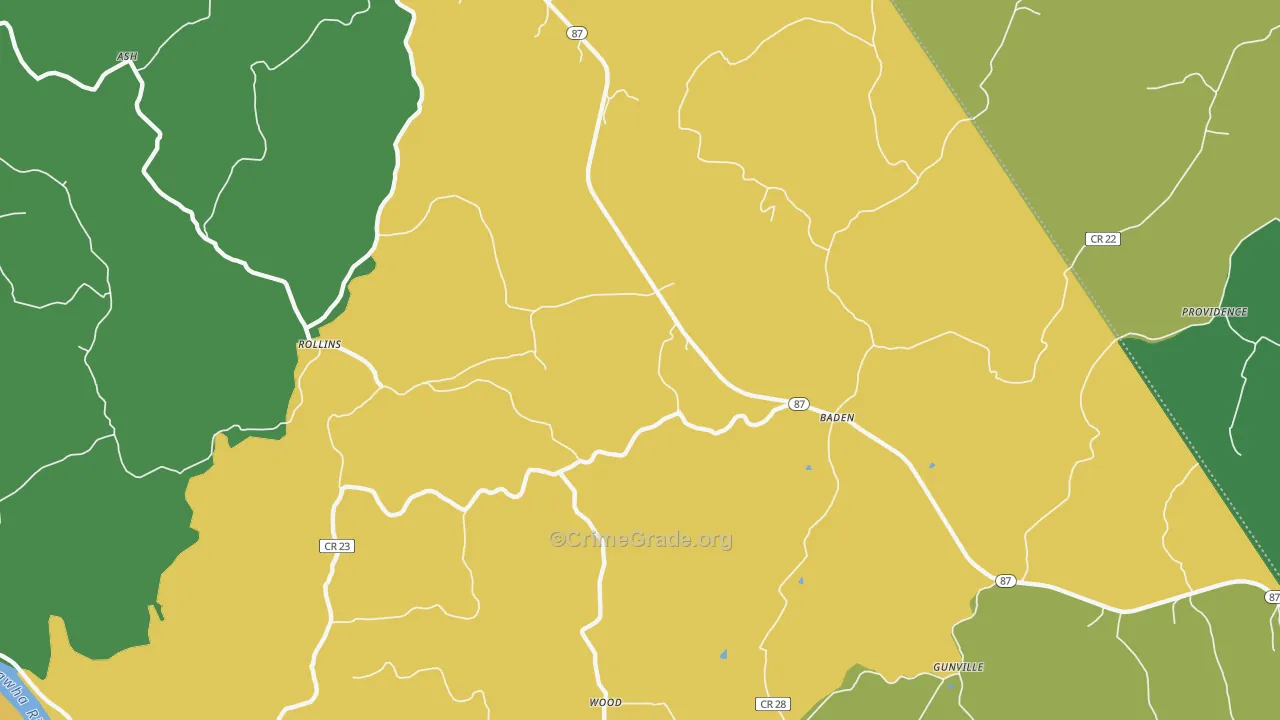 Baden, WV Map of Vandalism Rates