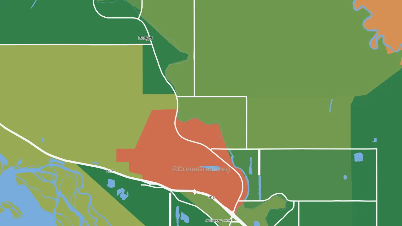 Badger, AK Map of Vandalism Rates