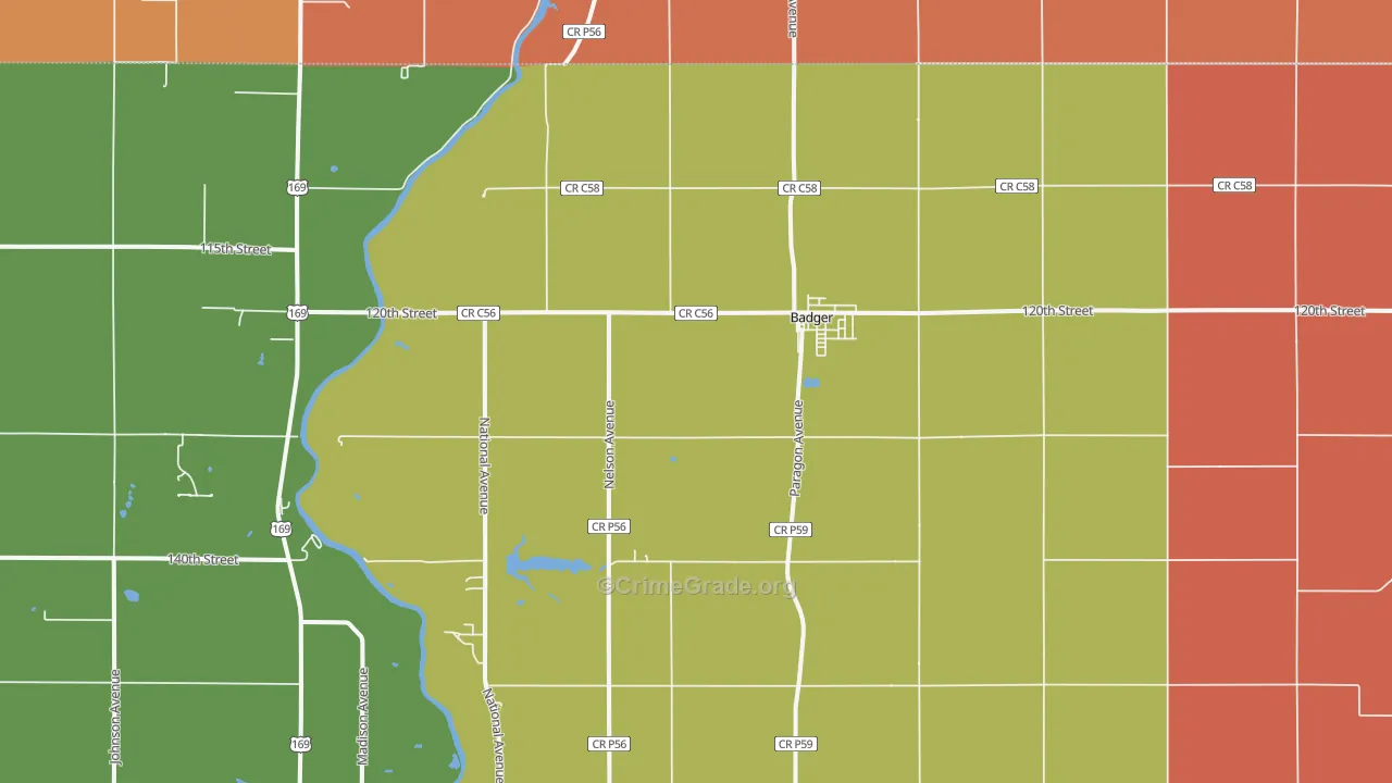 Badger, IA Map of Vandalism Rates