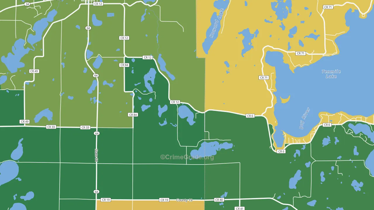 Badoura, MN Map of Vandalism Rates