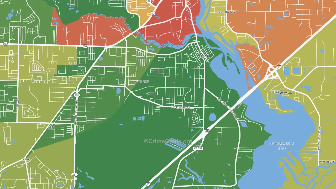 Bagdad, FL Map of Vandalism Rates