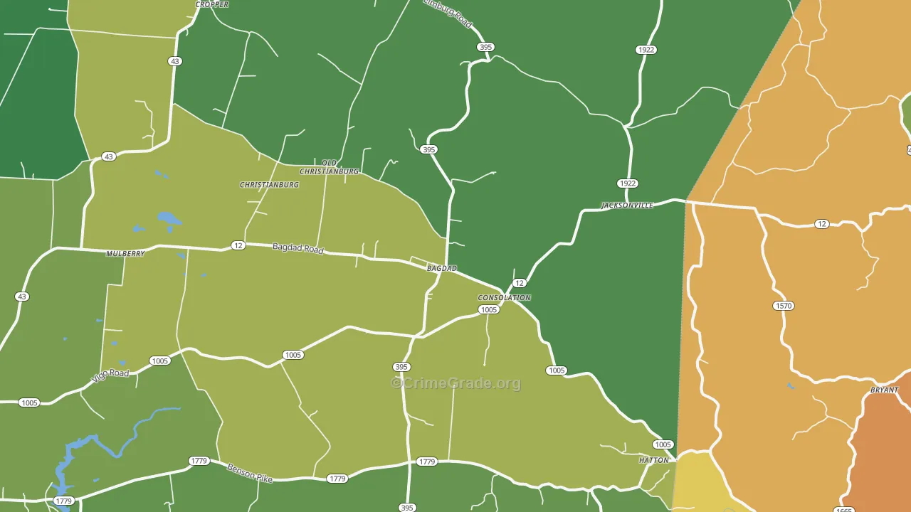 Bagdad, KY Map of Vandalism Rates