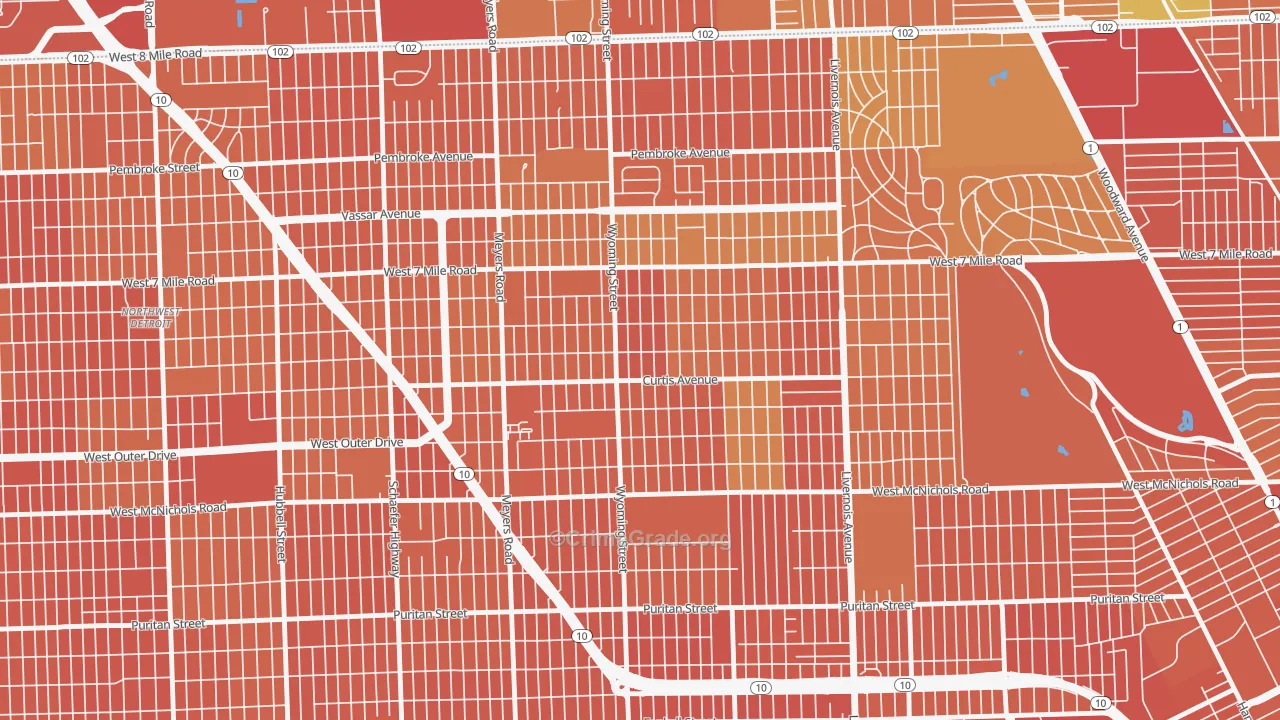 Bagley, Detroit, MI Map of Vandalism Rates