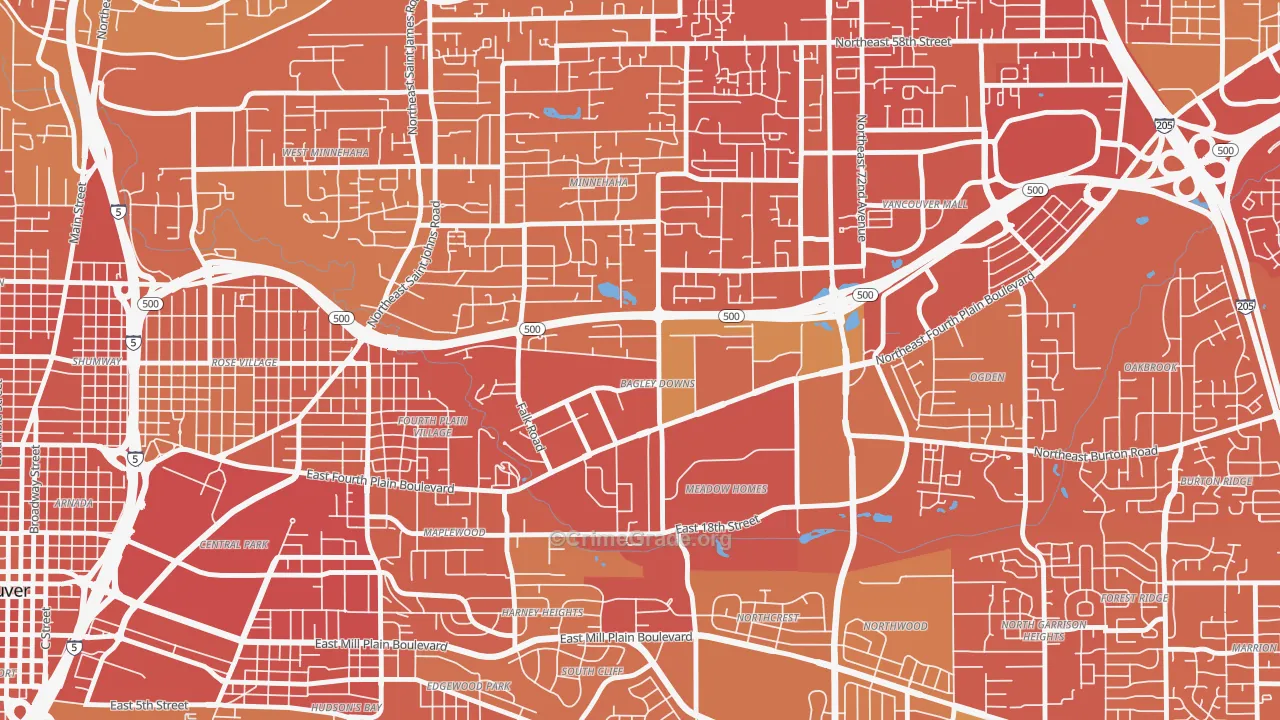 Bagley Downs, Vancouver, WA Map of Vandalism Rates
