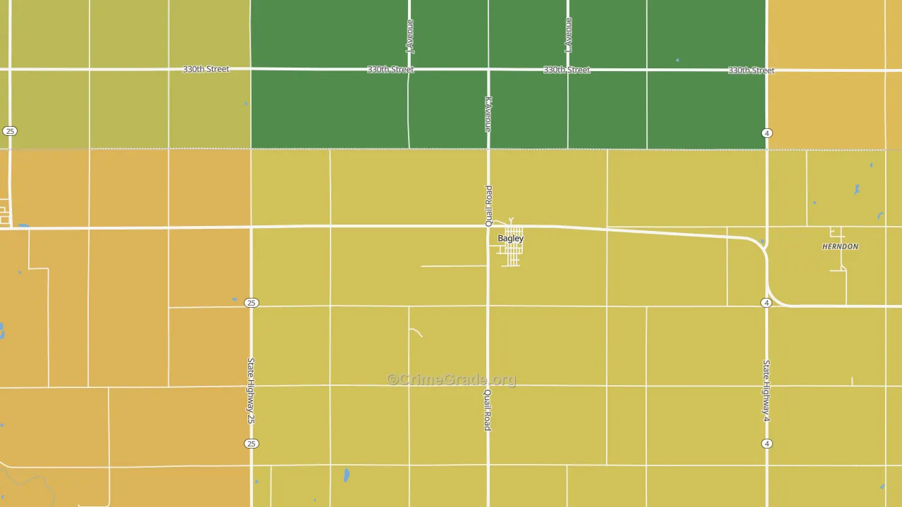 Bagley, IA Map of Vandalism Rates