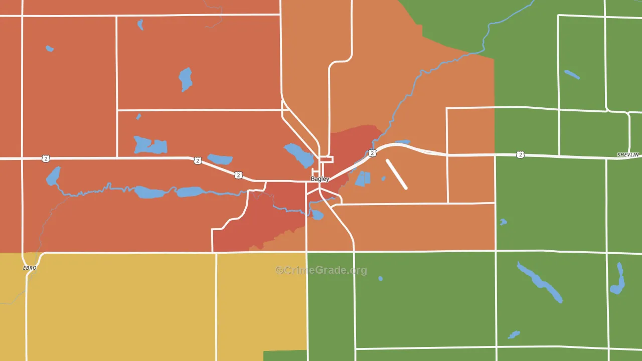 Bagley, MN Map of Vandalism Rates