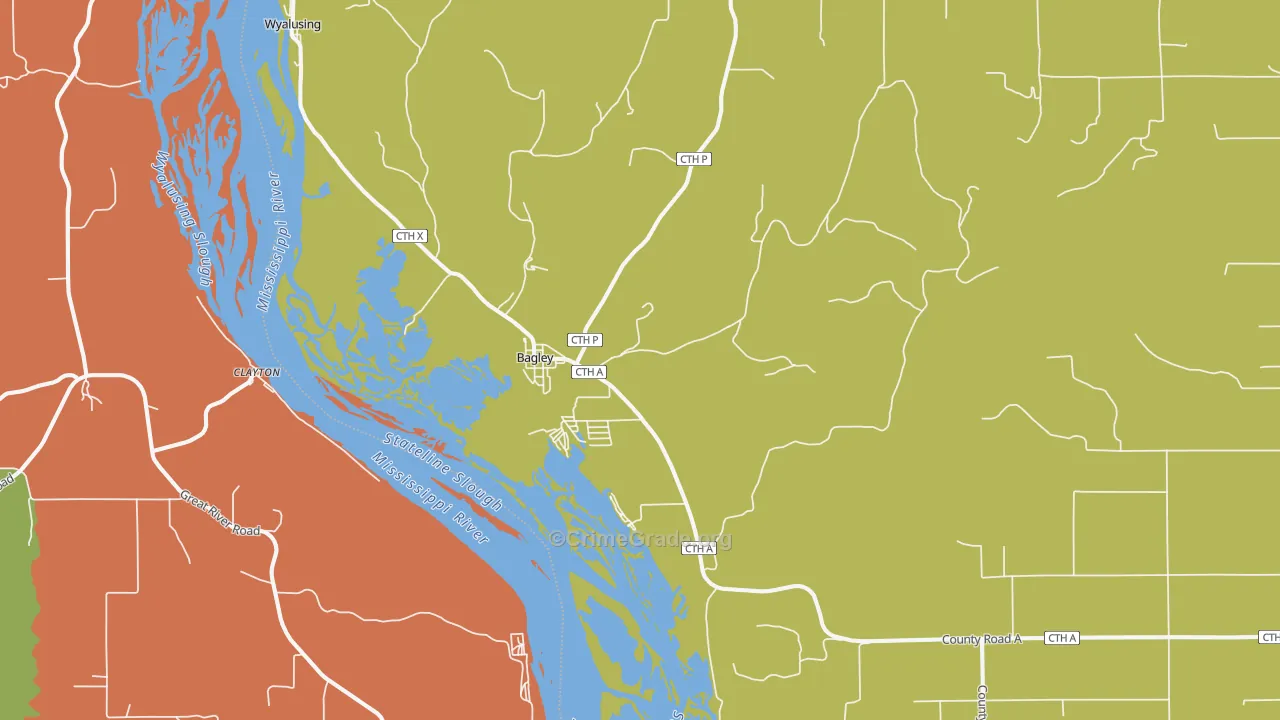 Bagley, WI Map of Vandalism Rates