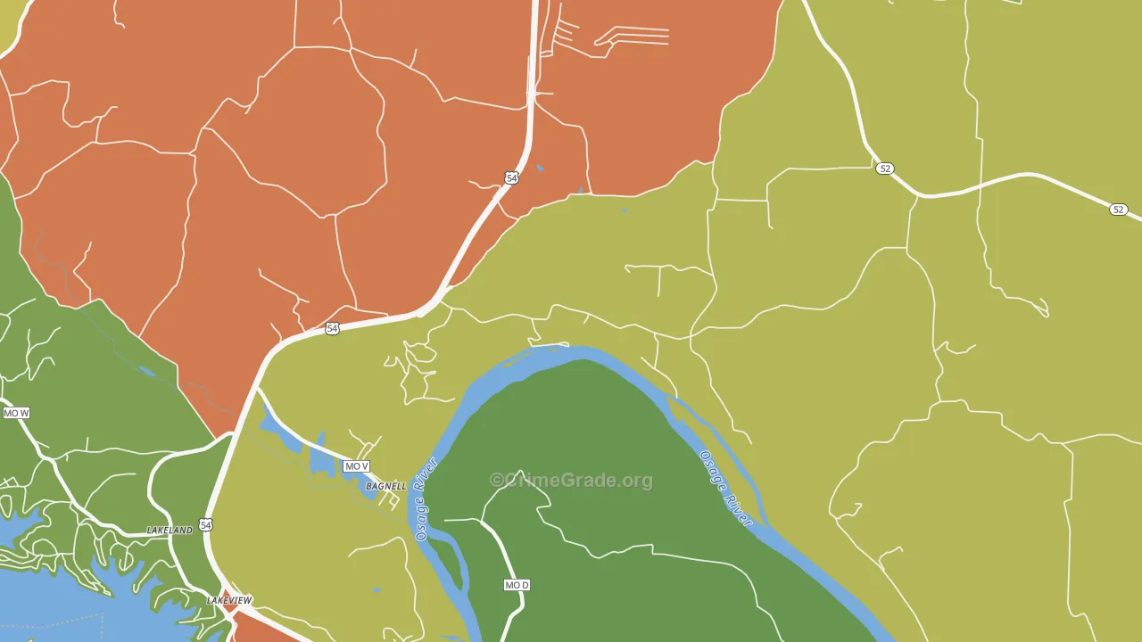 Bagnell, MO Map of Vandalism Rates