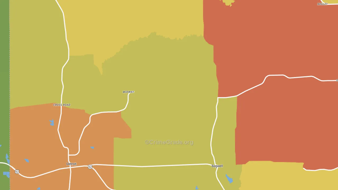 Bagwell, TX Map of Vandalism Rates