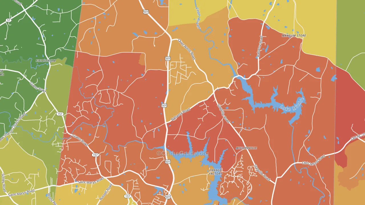 Bahama, NC Map of Vandalism Rates