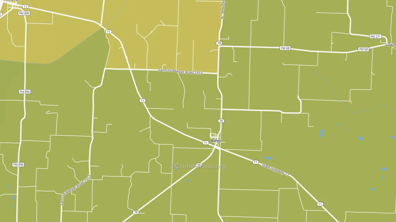 Bailey, TX Map of Vandalism Rates