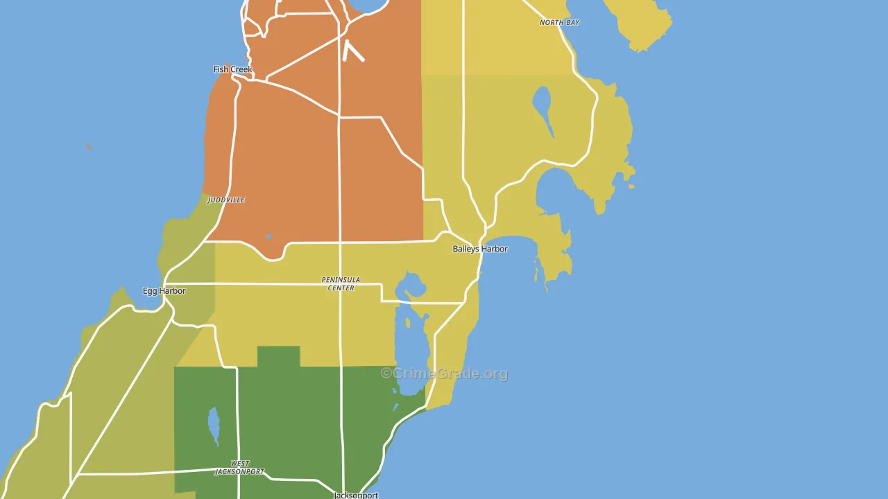 Baileys Harbor, WI Map of Vandalism Rates