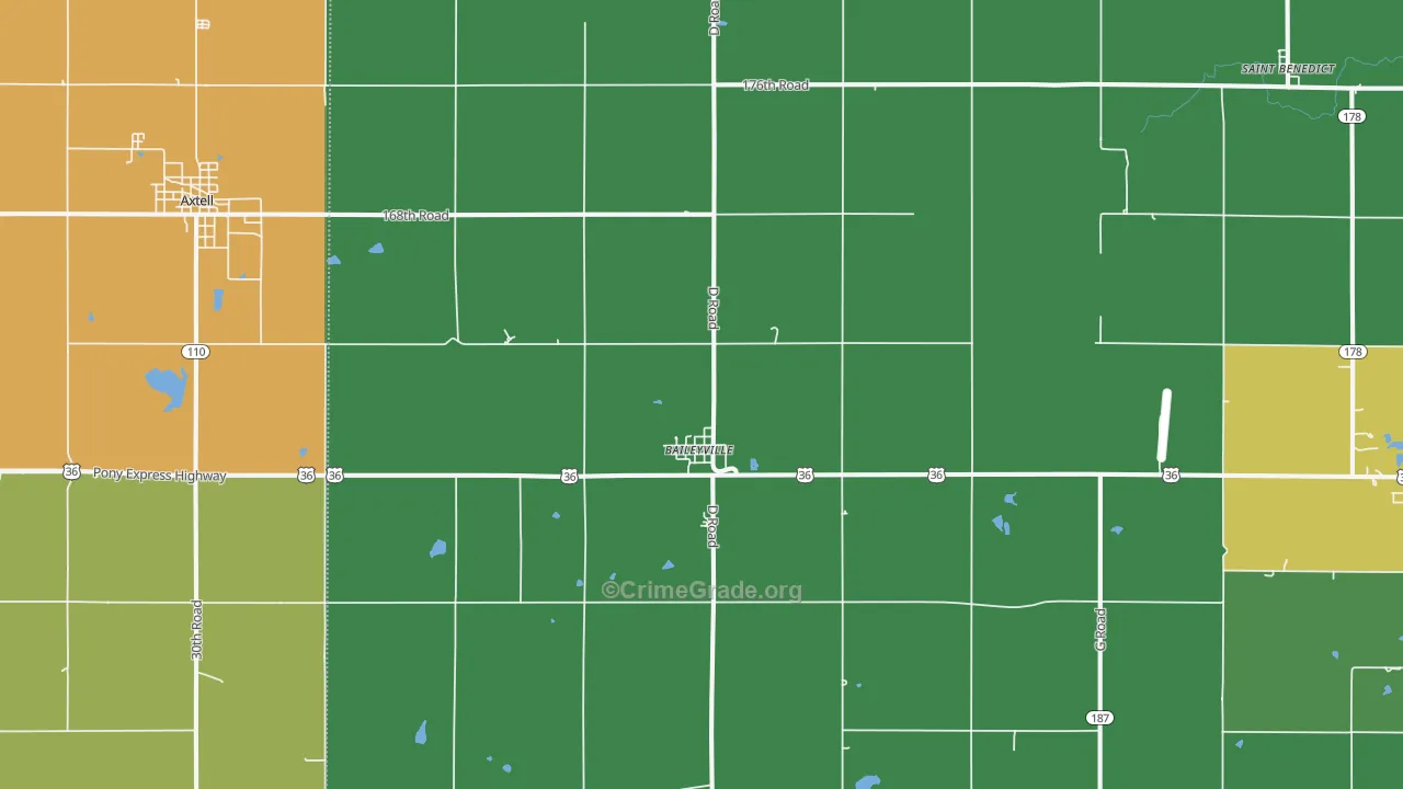 Baileyville, KS Map of Vandalism Rates