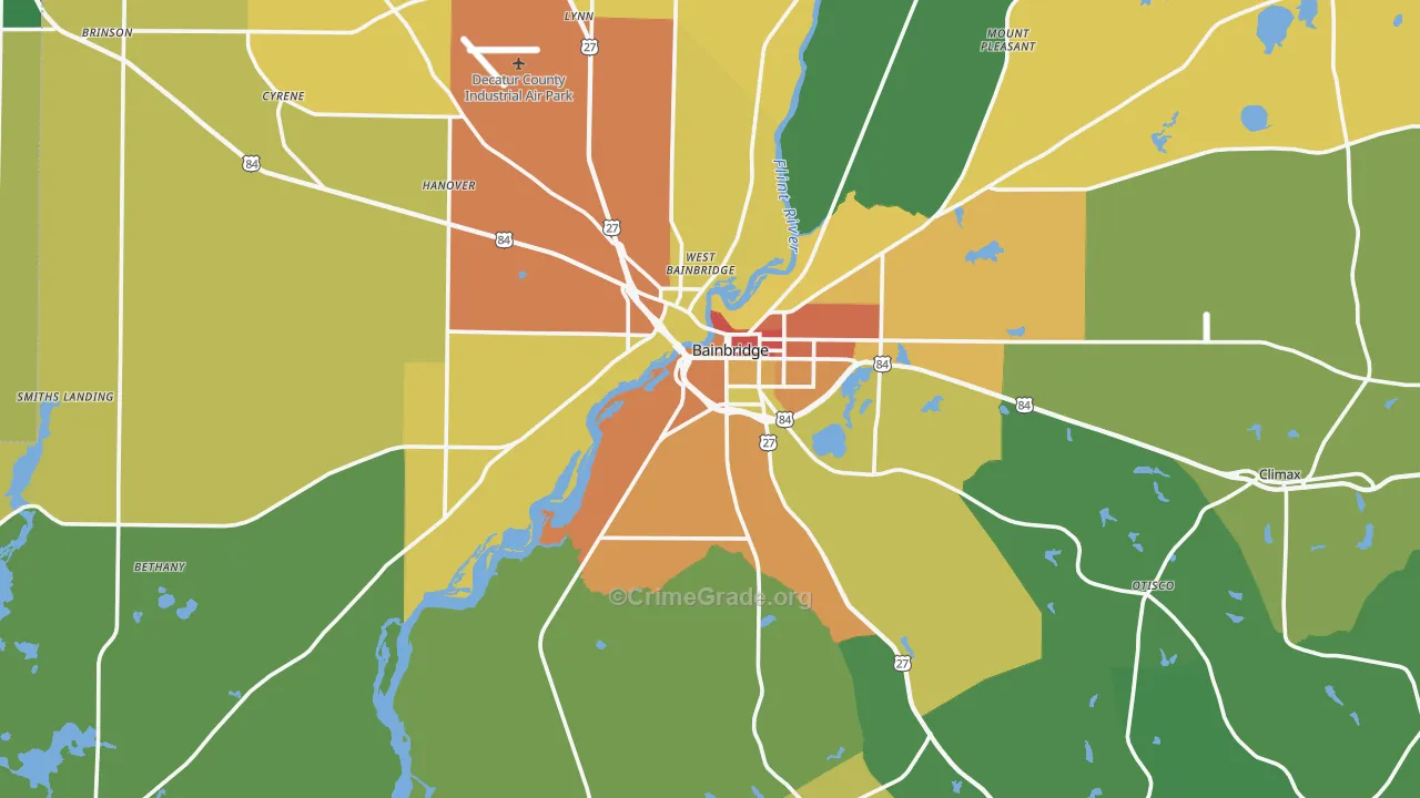 Bainbridge, GA Map of Vandalism Rates