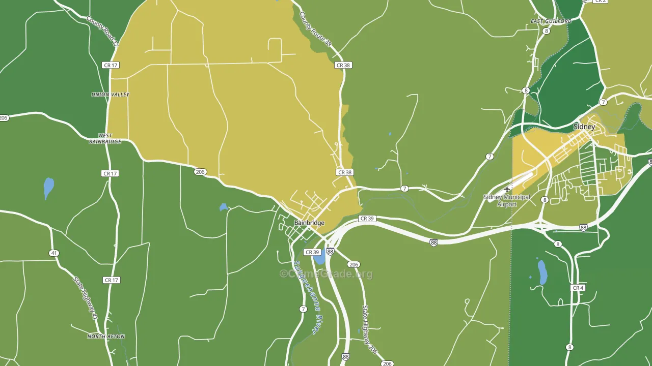 Bainbridge, NY Map of Vandalism Rates