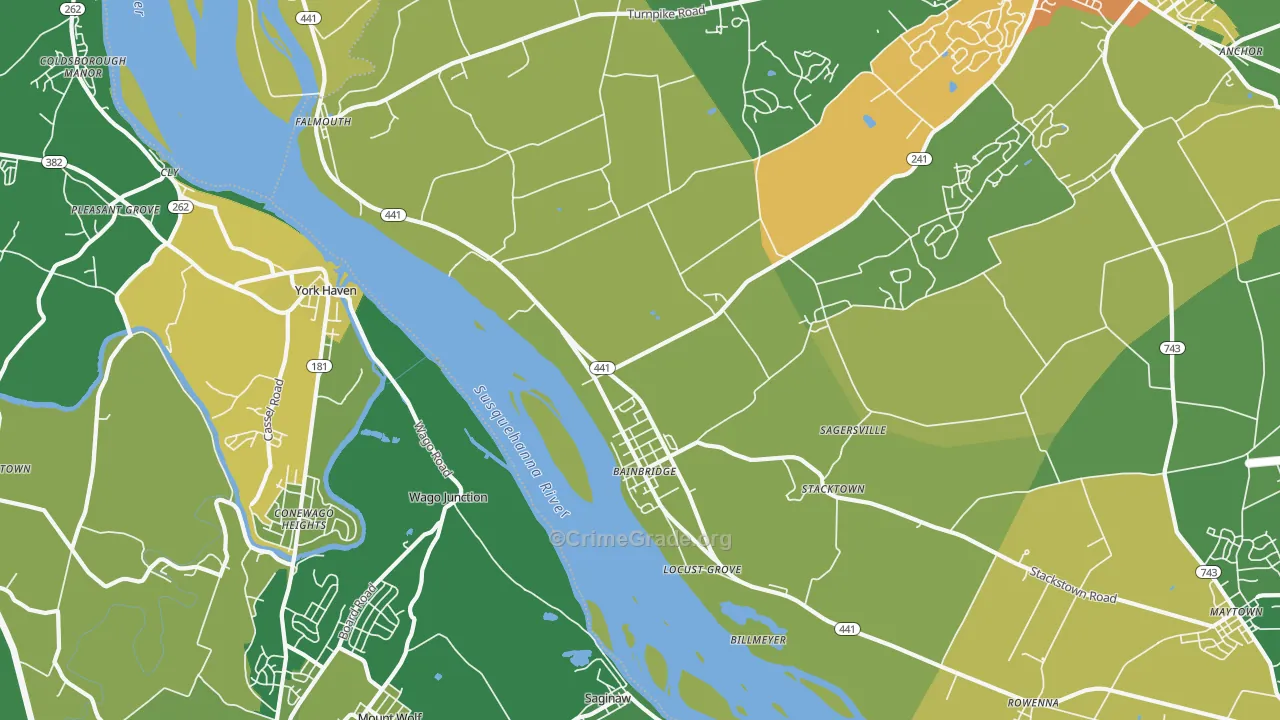 Bainbridge, PA Map of Vandalism Rates