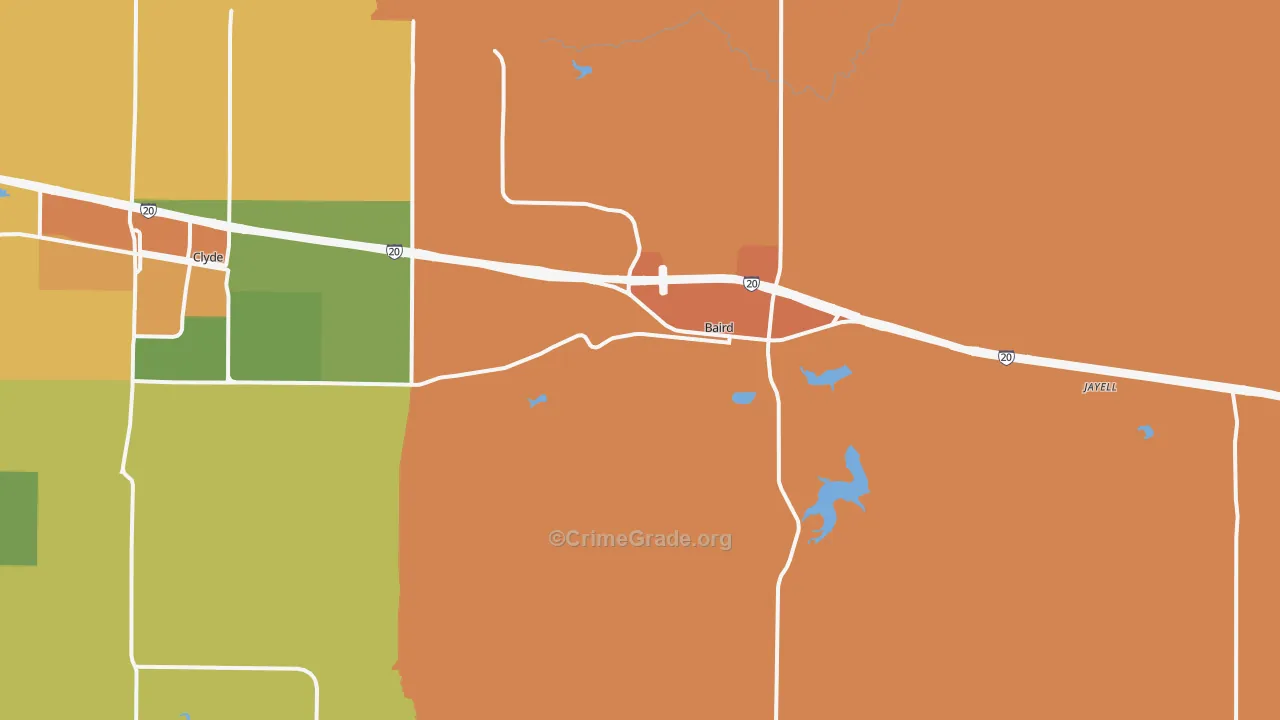 Baird, TX Map of Vandalism Rates