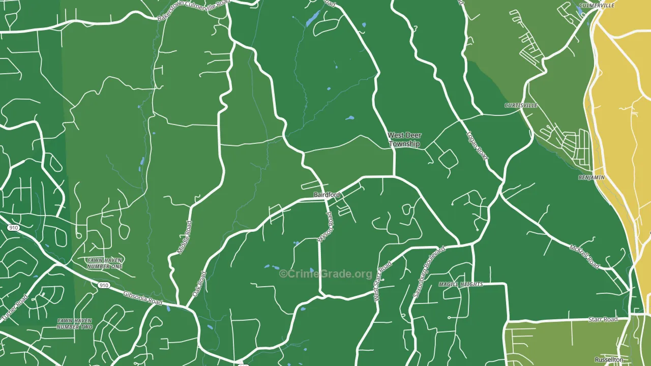 Bairdford, PA Map of Vandalism Rates