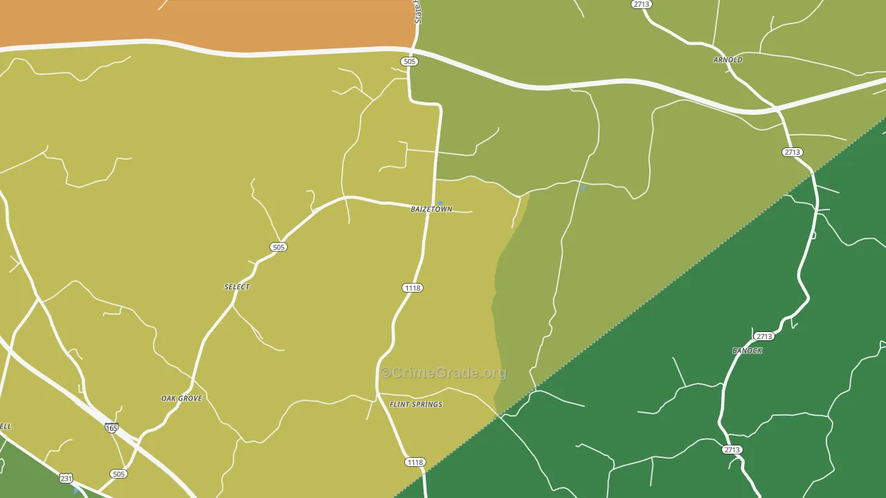Baizetown, KY Map of Vandalism Rates