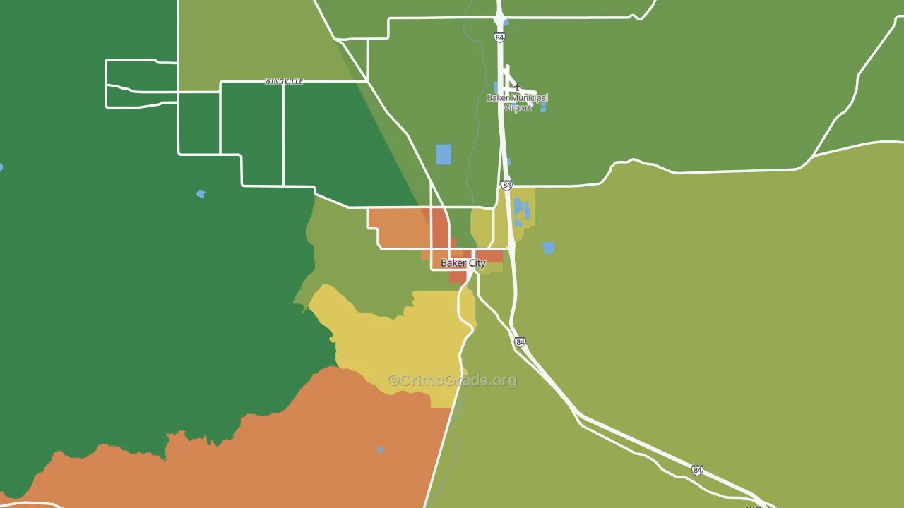 Baker City, OR Map of Vandalism Rates