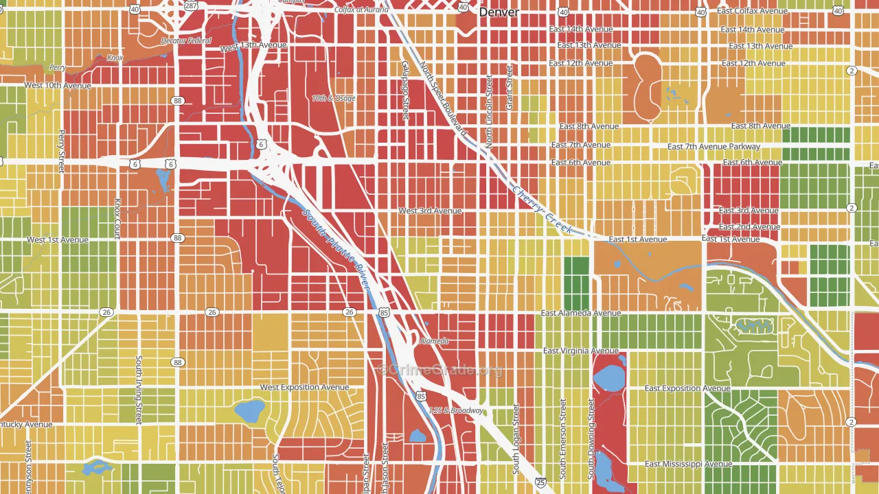 Baker, Denver, CO Map of Vandalism Rates