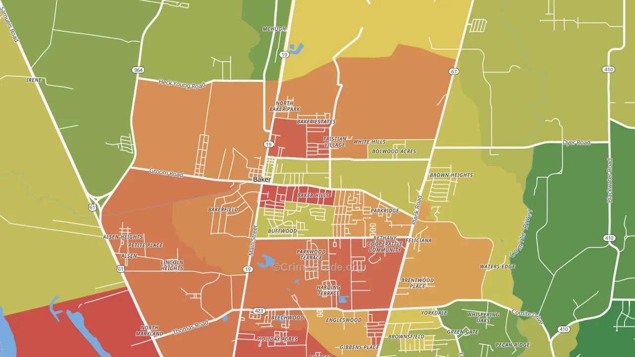 Baker, LA Map of Vandalism Rates