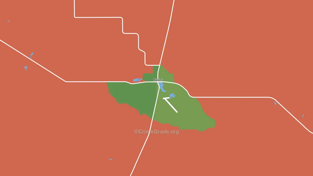 Baker, MT Map of Vandalism Rates