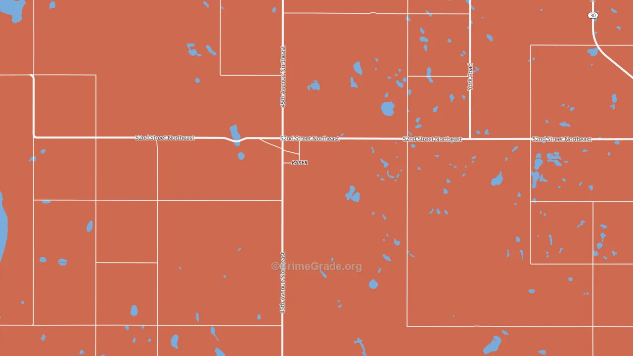 Baker, ND Map of Vandalism Rates