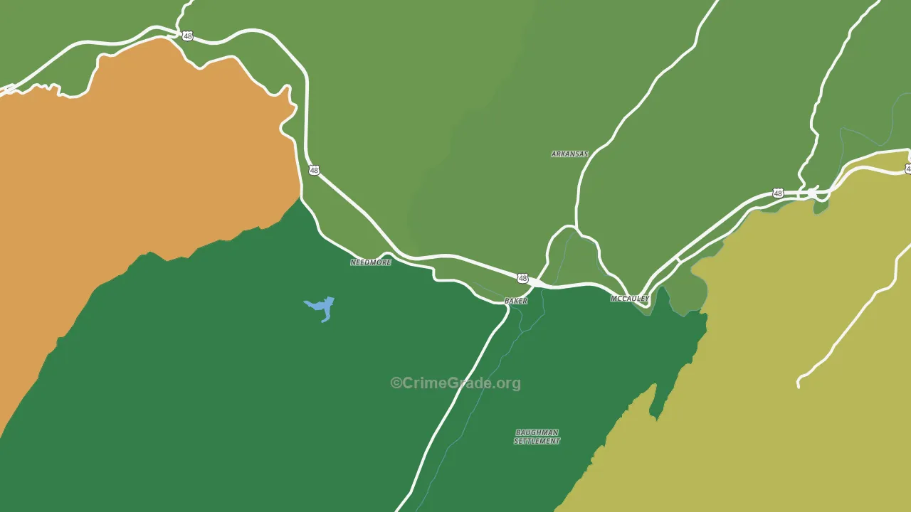 Baker, WV Map of Vandalism Rates