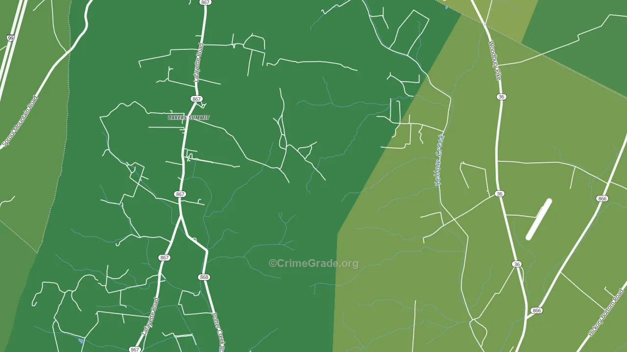 Bakers Summit, PA Map of Vandalism Rates