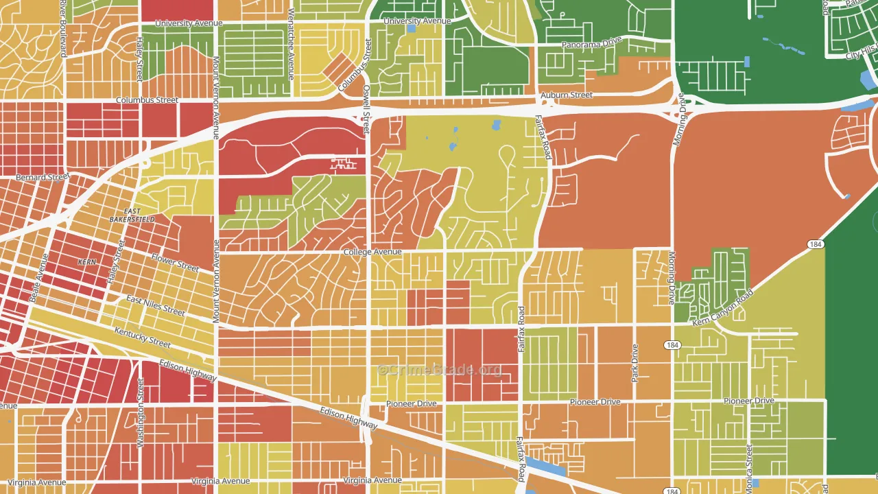 Bakersfield Country Club, Bakersfield, CA Map of Vandalism Rates