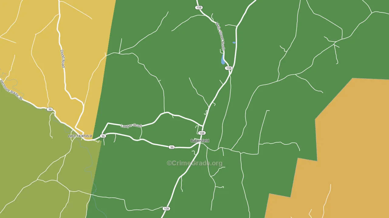 Bakersfield, VT Map of Vandalism Rates