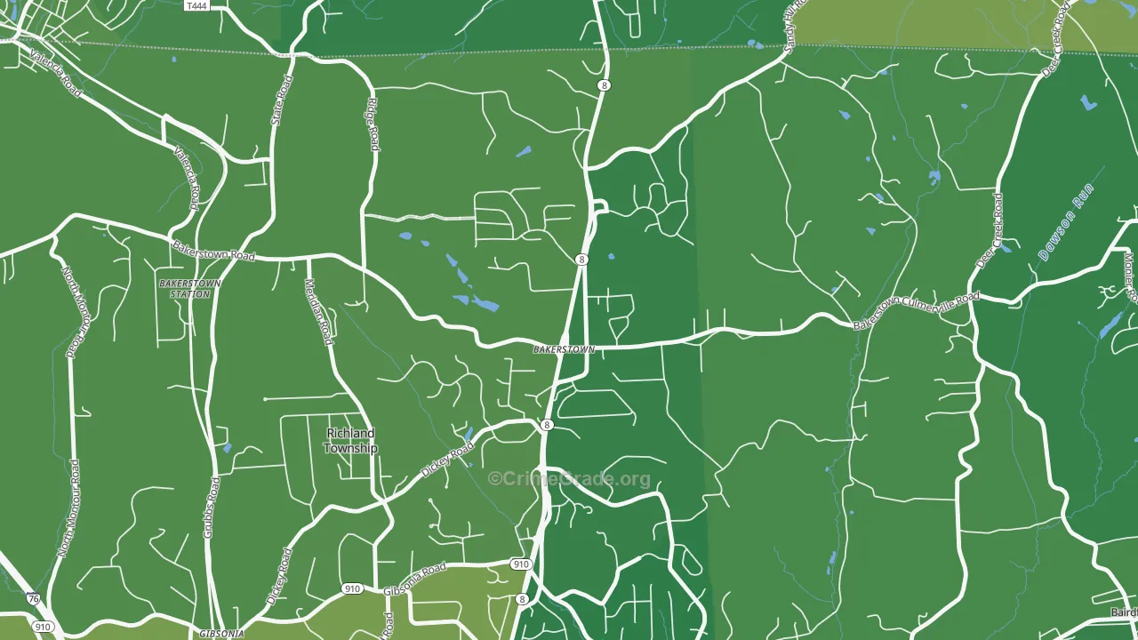 Bakerstown, PA Map of Vandalism Rates
