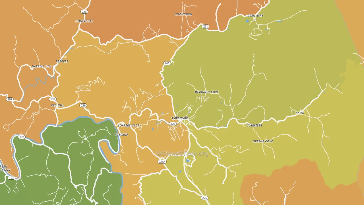 Bakersville, NC Map of Vandalism Rates