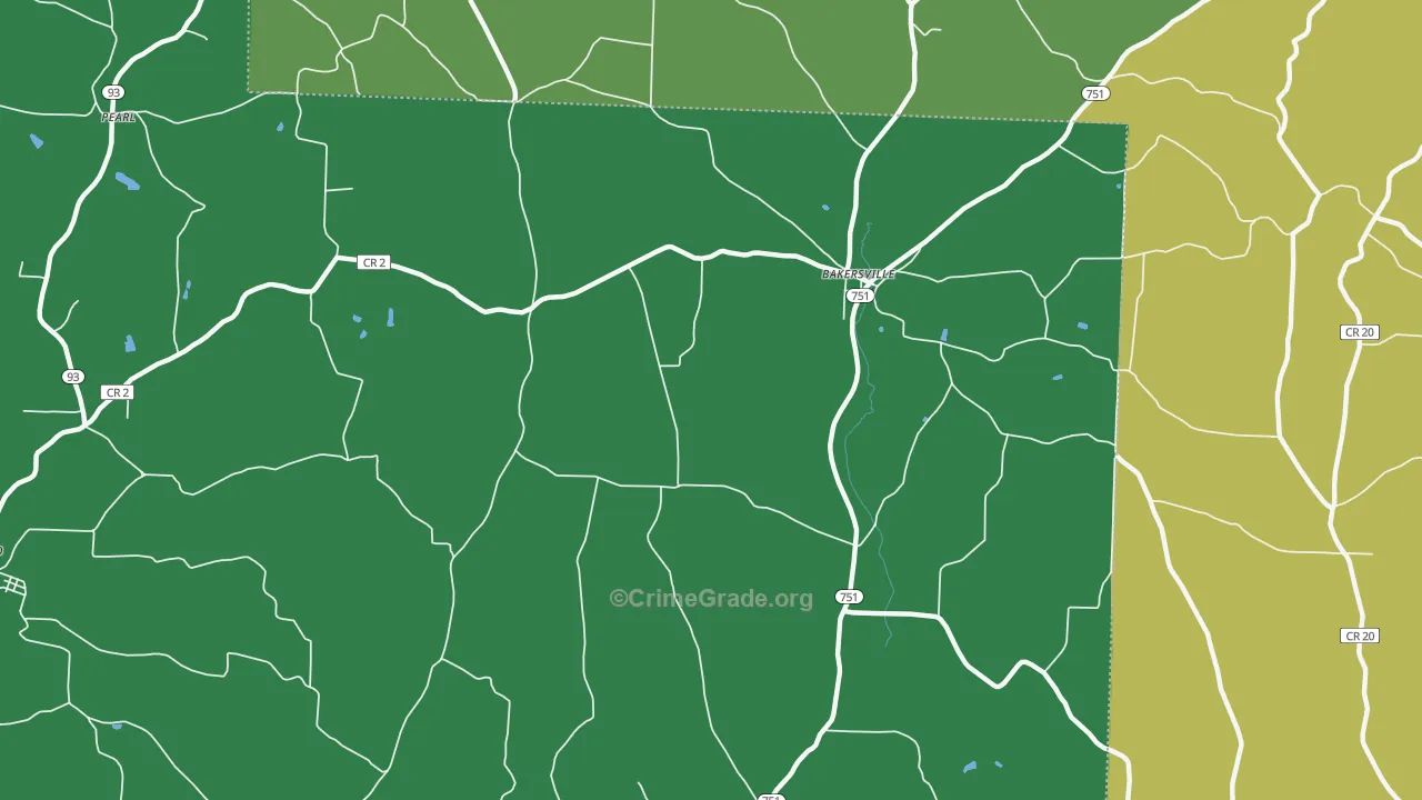 Bakersville, OH Map of Vandalism Rates