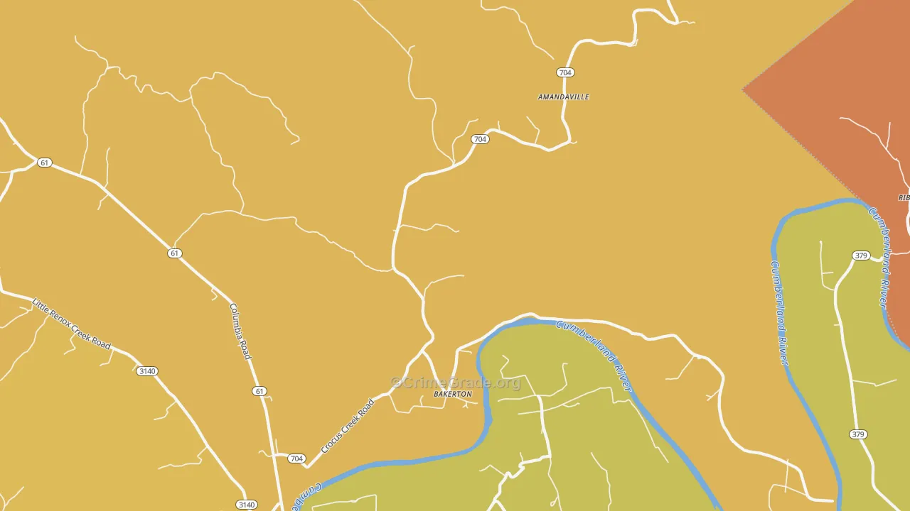 Bakerton, KY Map of Vandalism Rates