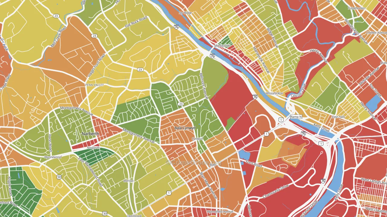 Bala Cynwyd, Bala-Cynwyd, PA Map of Vandalism Rates