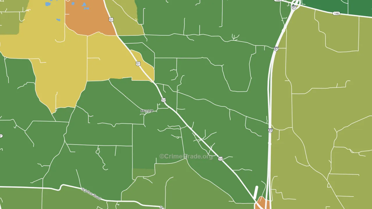 Balcom, IL Map of Vandalism Rates