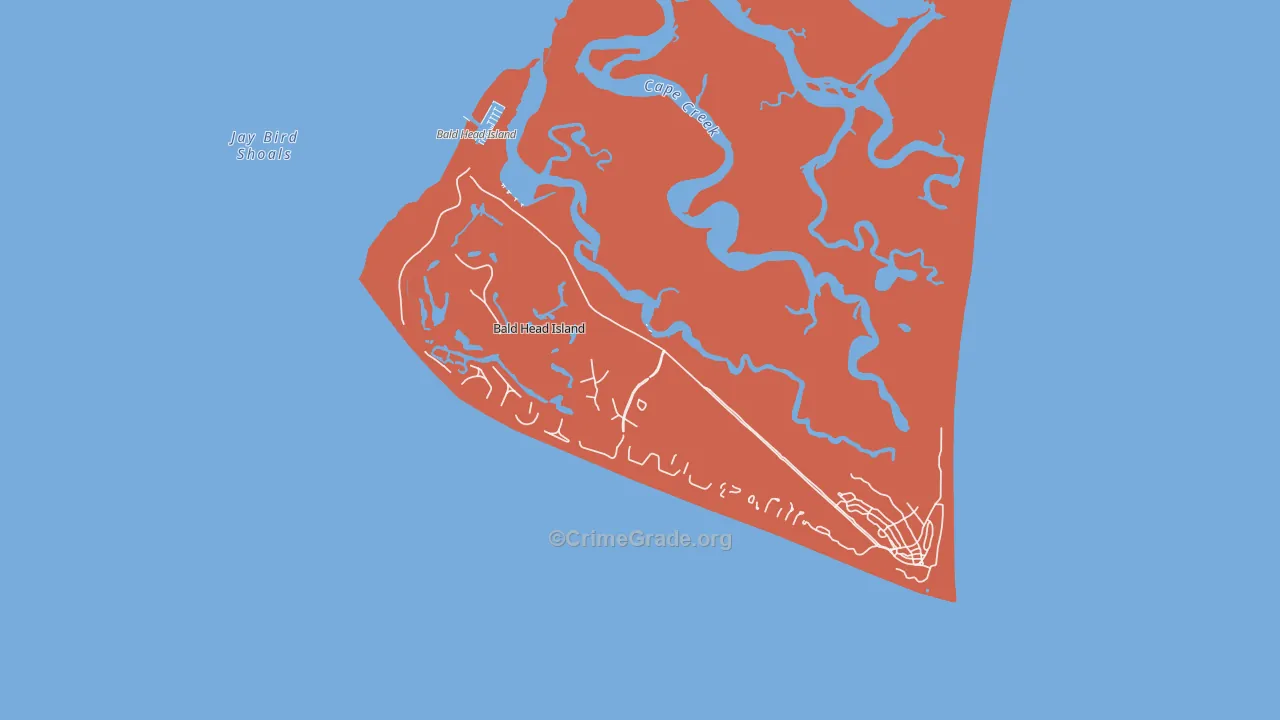 Bald Head Island, NC Map of Vandalism Rates