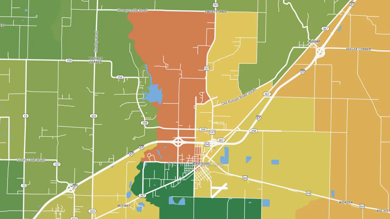Bald Knob, AR Map of Vandalism Rates