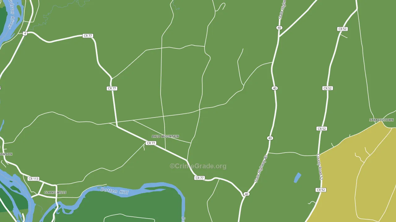 Bald Mountain, NY Map of Vandalism Rates
