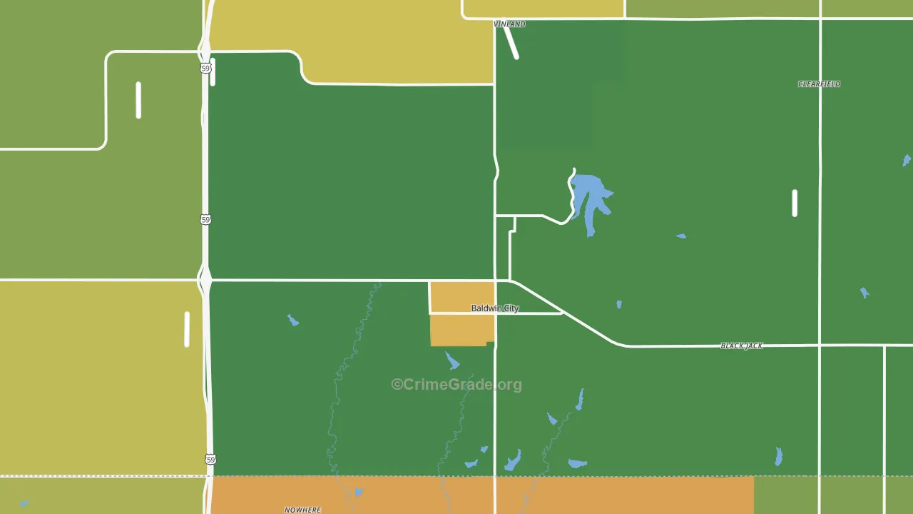 Baldwin City, KS Map of Vandalism Rates