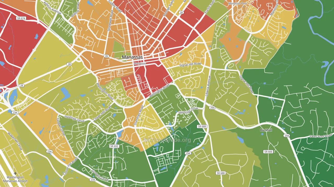 Baldwin District, Manassas, VA Map of Vandalism Rates