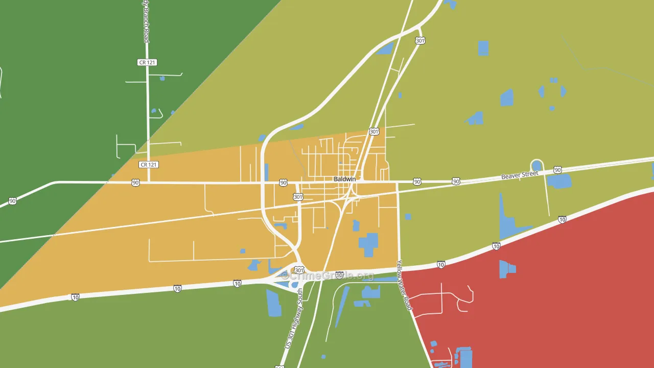 Baldwin, FL Map of Vandalism Rates