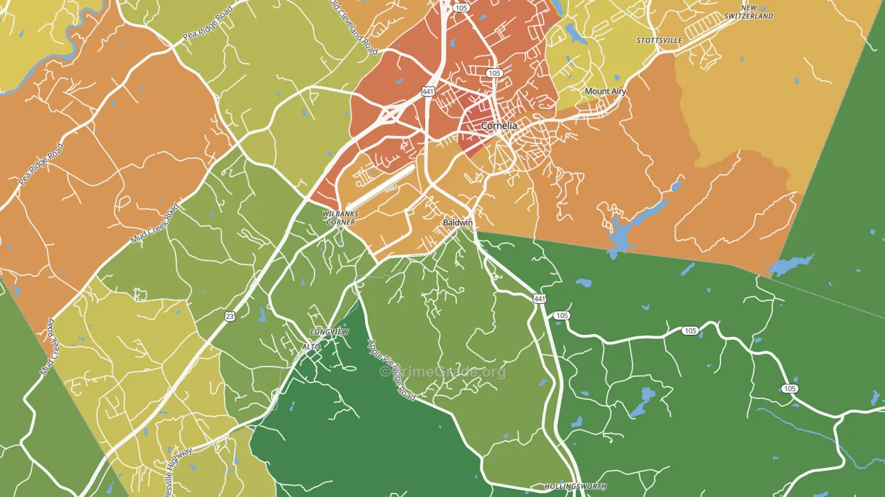 Baldwin, GA Map of Vandalism Rates