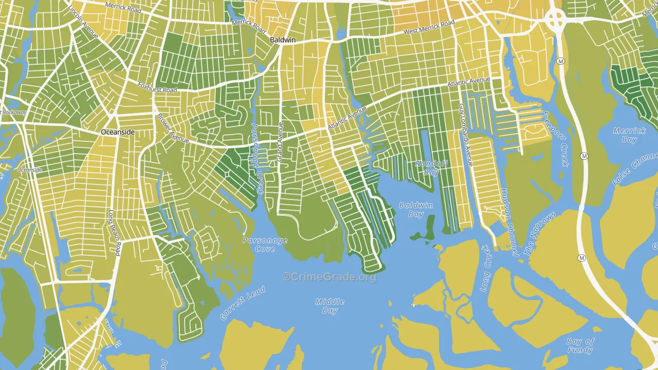 Baldwin Harbor, NY Map of Vandalism Rates