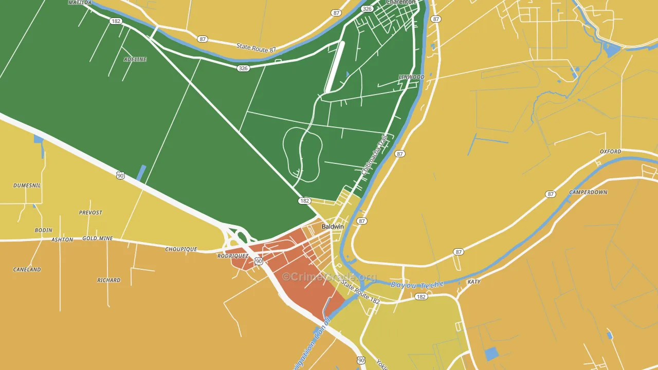 Baldwin, LA Map of Vandalism Rates