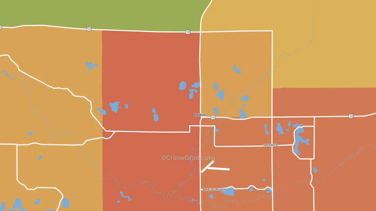 Baldwin, MI Map of Vandalism Rates