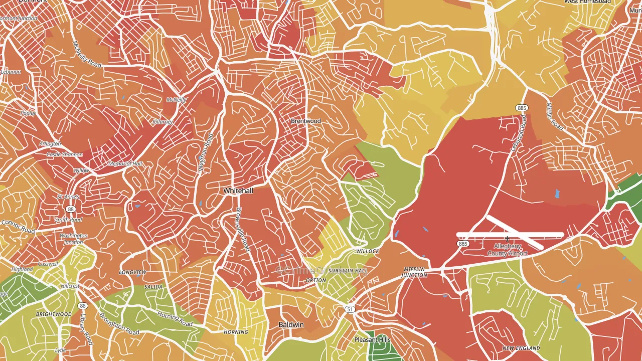 Baldwin, PA Map of Vandalism Rates