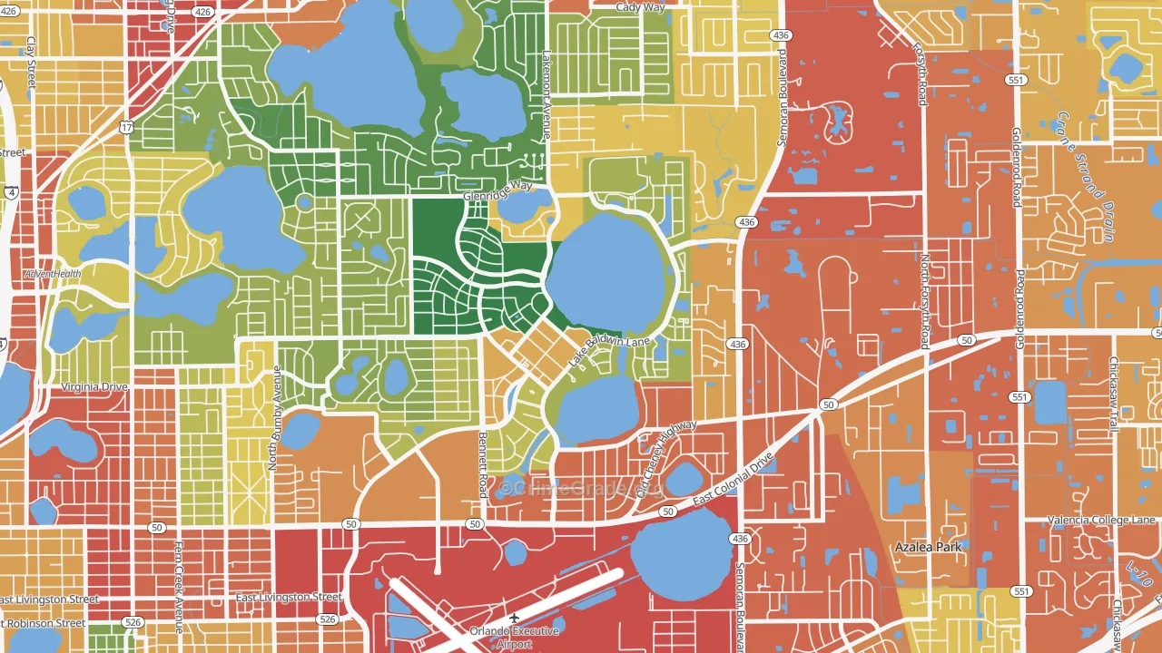 Baldwin Park, Orlando, FL Map of Vandalism Rates